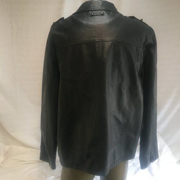 Levi's Mens Faux Leather Jacket Coat Black Bomber Trucker Biker Size XL 13862B - Picture 7 of 13